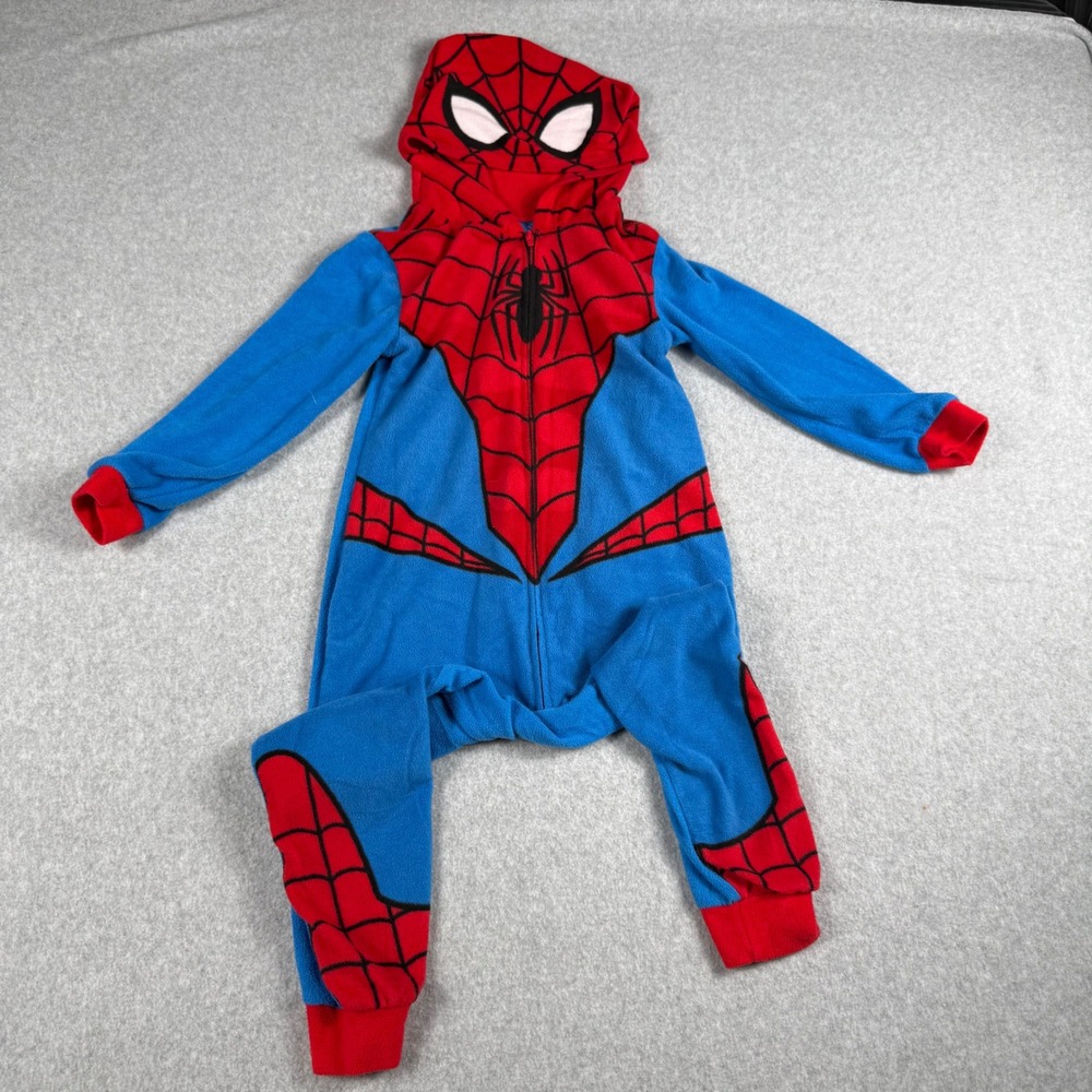 Marvel Spider-Man Union Suit 4/5 Blue Red Superhero Cosplay Fleece Pajamas